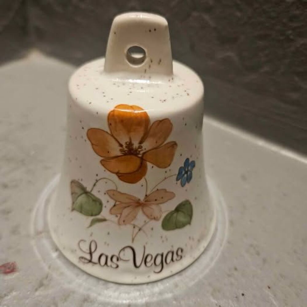 Vintage Las Vegas Floral Ceramic Souvenir Bell
